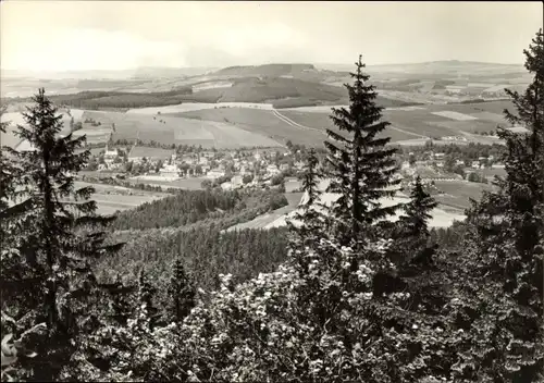 Ak Cranzahl Sehmatal im Erzgebirge, Blick vom Bärenstein nach Ort und Scheibenberg