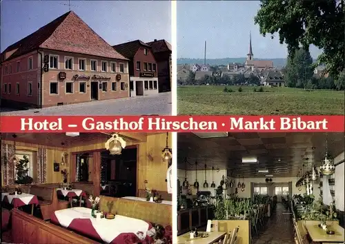 Ak Markt Bibart in Mittelfranken, Hotel Gasthof Hirschen, Teilansicht v. Ort