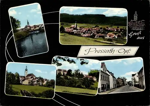 Ak Pressath Oberpfalz, Gesamtansicht der Stadt, Kirche