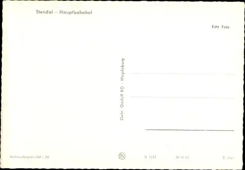 Ak Stendal in der Altmark, Hauptbahnhof