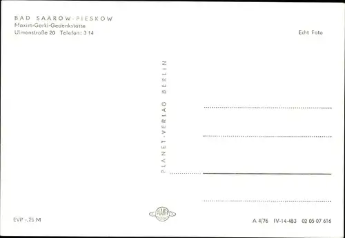 Ak Pieskow Bad Saarow in der Mark, Maxim-Gorki-Gedenkstätte