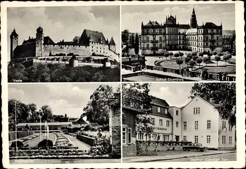 Ak Coburg in Oberfranken, Veste Coburg, Schloss Ehrenburg, Gasthof Coburger Tor, Rosengarten