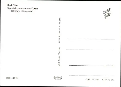 Ak Bad Elster im Vogtland, Partie am HO Café Waldquelle, Außenansicht
