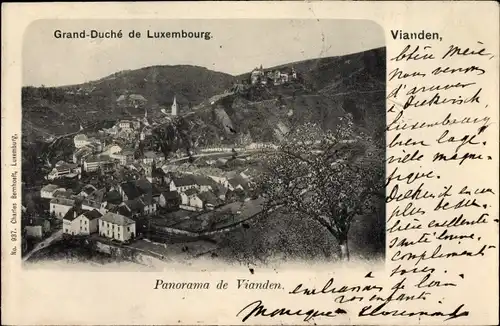 Ak Vianden Luxemburg, Panorama