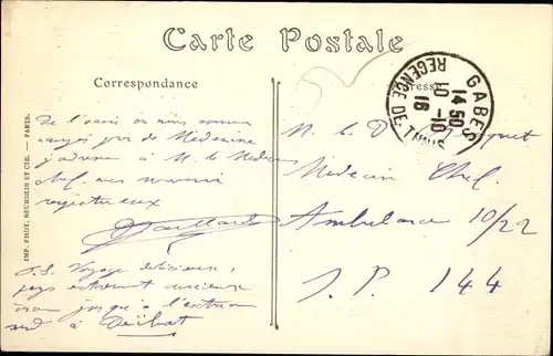 Ak Médenine Tunesien, Vue generale, Blick auf den Ort, Minarett, Palmen