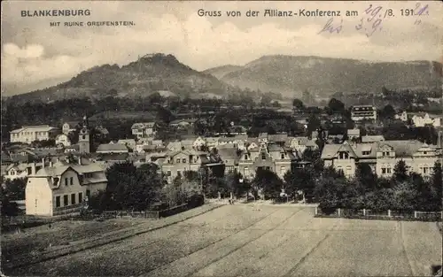 Ak Bad Blankenburg in Thüringen, Panorama, Allianz Konferenz, Ruine Greifenstein