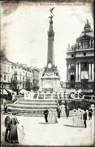 Ak Bruxelles Brüssel, Place de Brouckère, Monument Anspach