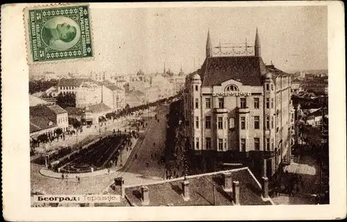 Ak Belgrad Beograd Serbien, Terazije, Straßenansicht, Gebäude