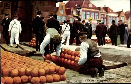 Ak Alkmaar Nordholland Niederlande, Kaasmarkt, Käsemarkt, Nenke und Ostermaier 174 a 3069