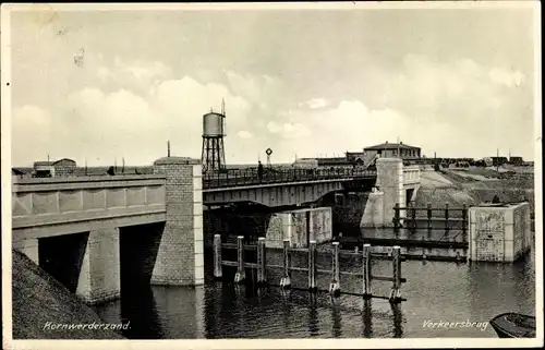 Ak Kornwerderzand Friesland Niederlande, Verkehrsbrug, Wasserturm