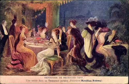 Künstler Ak Bruxelles Brüssel, Exposition Universelle 1910, une soiree dans un Restaurant parisien