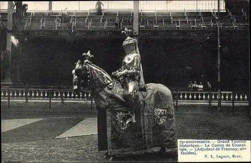 Ak Bruxelles Brüssel, Anniversaire de l'Independance Belge, Grand Tournoi, le Comte de Charollais