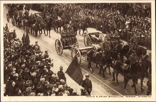 Ak Belgien, L'Artillerie Americaine, Siegesparade