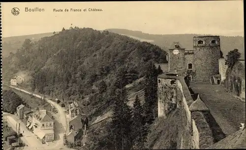 Ak Bouillon Luxemburg Wallonien, Route de France et Château