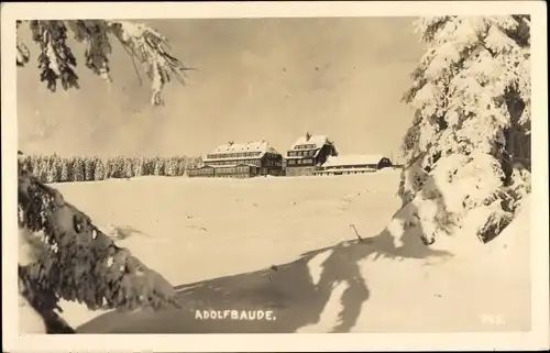 Ak Spindleruv Mlýn Spindlermühle Riesengebirge Region Königgrätz, Adolfbaude, Winter