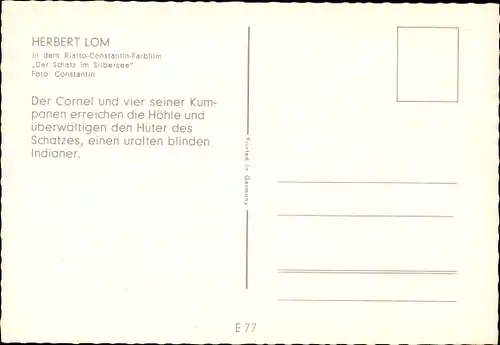 Ak Der Schatz im Silbersee, Herbert Lom in einer Höhle, Karl May