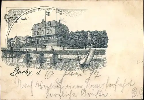 Litho Ostseebad Borby Eckernförde, Strandhotel