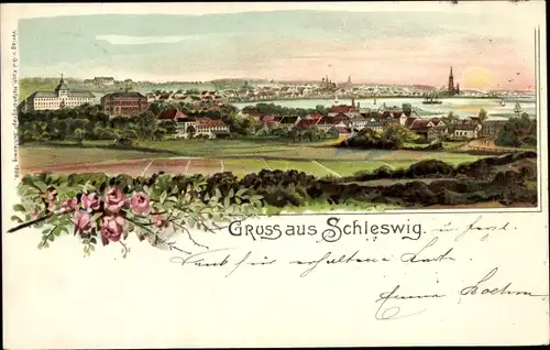 Litho Schleswig an der Schlei, Panorama vom Ort