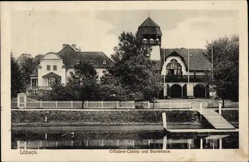 Ak Hansestadt Lübeck, Offiziers-Casino und Bootshaus