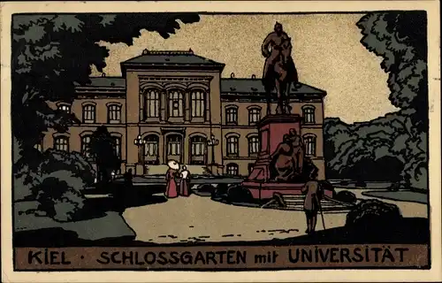 Steindruck Ak Kiel Schleswig Holstein, Schlossgarten, Universität