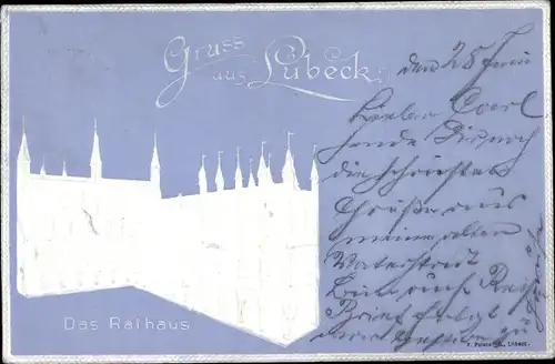 Präge Ak Hansestadt Lübeck, Rathaus
