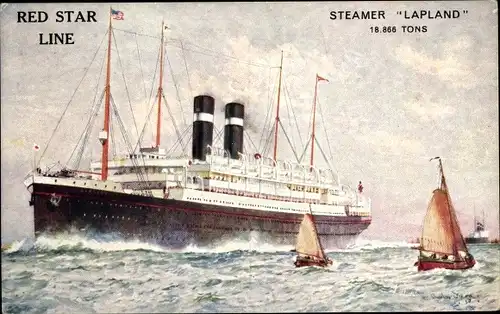 Künstler Ak Steamer Lapland, Red Star Line, RSL, Dampfschiff