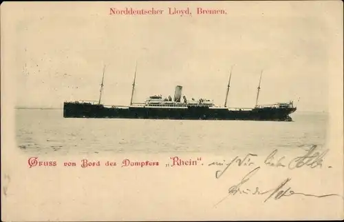 Ak Dampfer Rhein, Norddeutscher Lloyd NDL