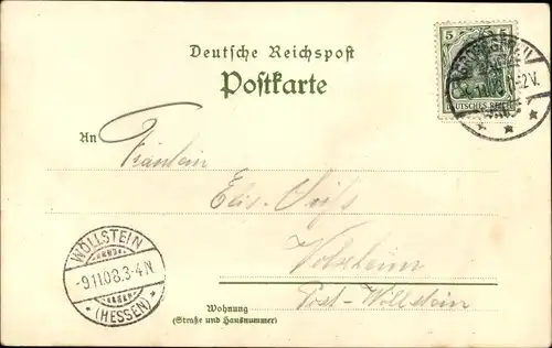 Litho Nordseeinsel Helgoland, Dampfer Cobra, HAPAG