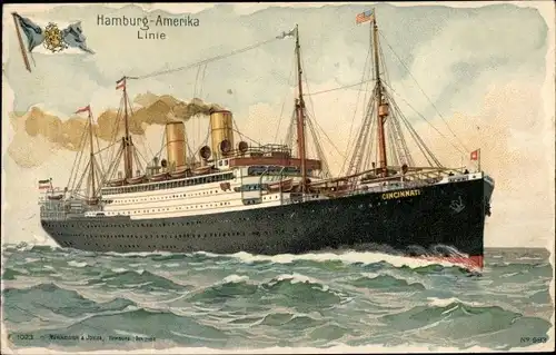 Künstler Ak Dampfschiff Cincinnati, HAPAG
