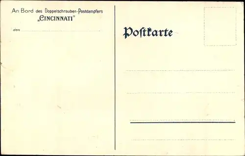 Künstler Ak Dampfschiff Cincinnati, HAPAG