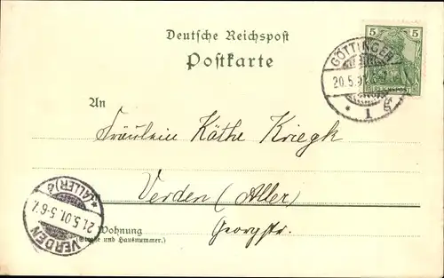 Litho Göttingen in Niedersachsen, Der Bismarckturm auf dem Hainberg, Wappen