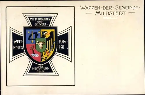 Wappen Ak Mildstedt in Nordfriesland, Wappen der Gemeinde, Eisernes Kreuz