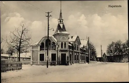 Ak Haparanda Schweden, Straßenpartie im Winter