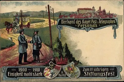 Ak Nürnberg in Mittelfranken, Verband des bayr. Post und Telegraphenpersonals, X. Stiftungsfest 1910