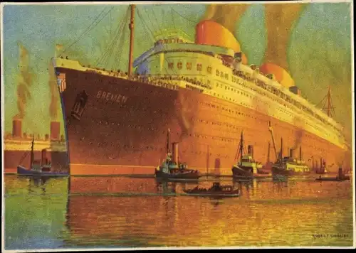 Künstler Ak Schmidt, Robert, NDL Vierschrauben Schnelldampfer Bremen