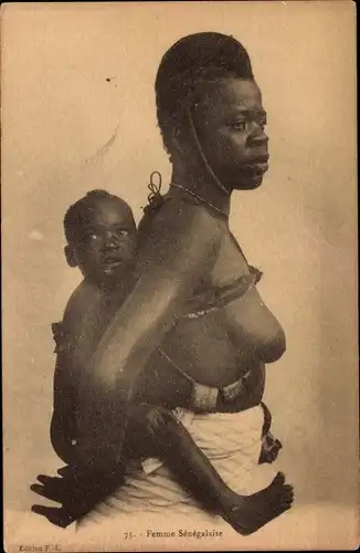 Ak Femme Senegalaise, Afrikanerin mit Kind