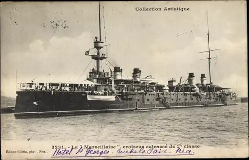 Ak Französisches Kriegsschiff, Marseillaise, Croiseur Cuirasse de 1re classe