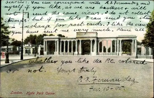 Ak London City England, Hyde Park Corner