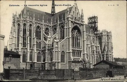 Ak Oostende Ostende Westflandern, La nouvelle eglise Saint-Pierre, Kirche, Außenansicht