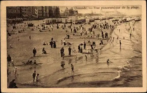 Ak Oostende Ostende Westflandern, Vue Panoramique de la plage, Strand, Badende