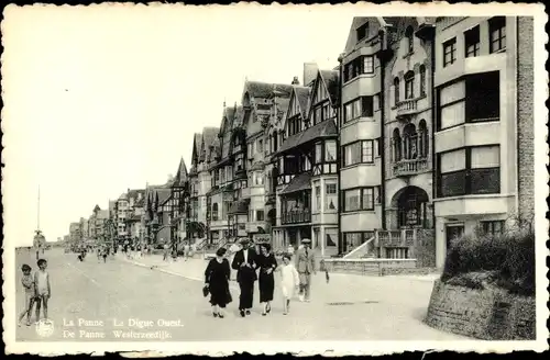 Ak La Panne Westflandern, La Digue Ouest, Straßenpartie, Passanten