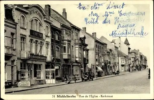 Ak Middelkerke Westflandern, Rue de l´Eglise, Kerkstraat