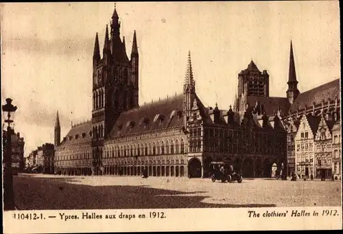 Ak Ypres Ypern Flandern, Halles aux draps en 1912