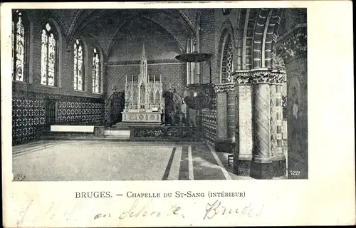 Ak Bruges Brügge Flandern Westflandern, Chapelle du St. Sang, Interieur