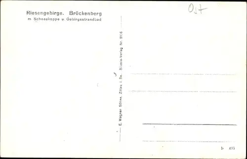 Ak Karpacz Górny Brückenberg Krummhübel Riesengebirge Schlesien, Strandbad und Schneekoppe