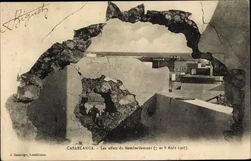 Ak Casablanca Marokko, Les effets du Bombardement 1907