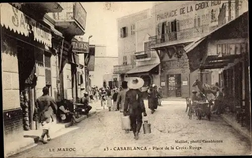 Ak Casablanca Marokko, Place de la Croix Rouge