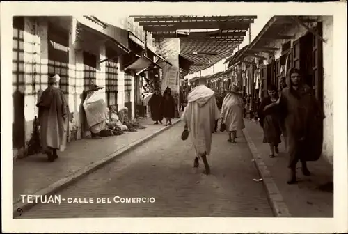 Foto Ak Tetuan Marokko, Calle del Comercio, Straße