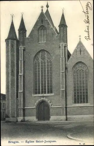 Ak Bruges Brügge Flandern Westflandern, Église Saint Jacques