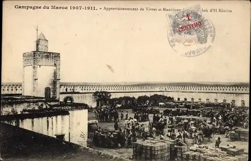 Ak El Kenitra Marokko, Campagne du Maroc 1907-1911, Approvisionnement de Vivres et Munition